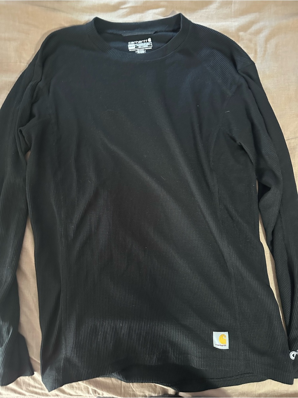 Carhartt Black Waffle-Knit Long Sleeve Crew